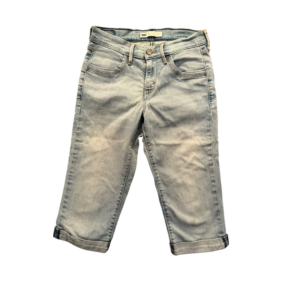 Levis Denim Capri Pants Light Wash Cropped Jeans Size 4 Sewn Cuff Casual